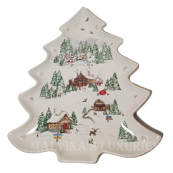 JULISKA BERRY & THREAD NORTH POLE 15" CERAMIC TREE PLATTER CHRISTMAS SANTA THEME - Picture 2 of 13